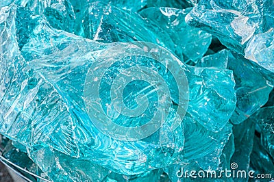 Aquamarine gemstone like glass. Stock Photo