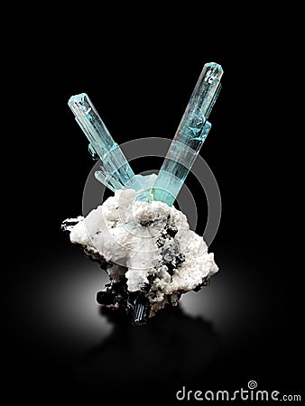 Aquamarine var beryl mineral specimen from skardu shigar pakistan Stock Photo
