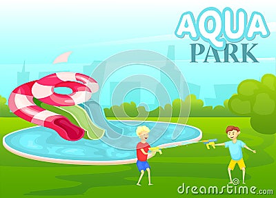 Aquapark cartoon , childs playing, colorfull stock vector illustration Cartoon Illustration