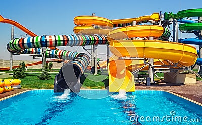 Aquapark sliders, aqua park Editorial Stock Photo