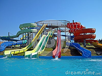 Aquapark slides Stock Photo