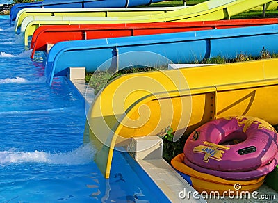 Aquapark slides Stock Photo