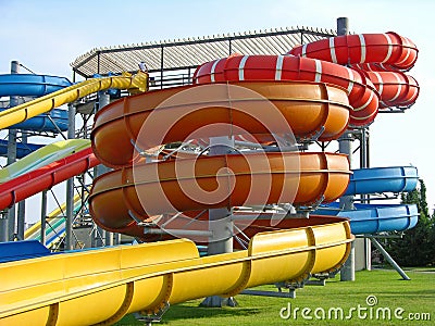 Aquapark slides Stock Photo