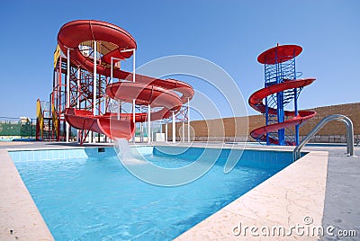 Aquapark slides Stock Photo