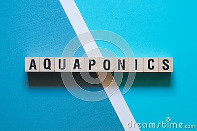 Aquaponics word concept on cubes Stock Photo