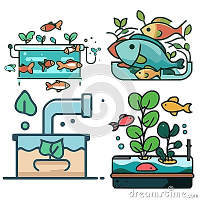 Aquaponics fishes vector graphics Stock Photo