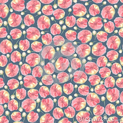 Aquarelle floral seamless pattern, blur flower Cartoon Illustration