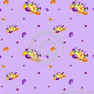 Seamless tiles for Easter design of Gifts, boxes and cards Stock Photo