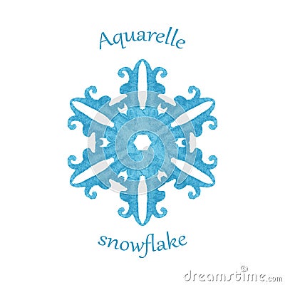 Aquarelle snowflake, hand drawn watercolor winter symbol Vector Illustration