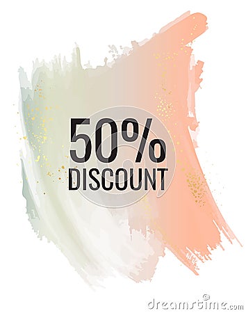 Aquarelle watercolor stain with ink wash and splashes, marketins deal discount banner in vector Vector Illustration