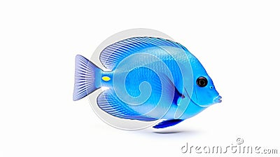 Aquarium blue tang fish isolated on white background. Generative AI Stock Photo