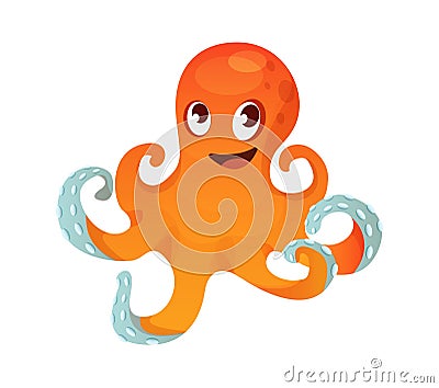 Aquarium cartoon octopus ocean sea animals for games. Vector Illustration
