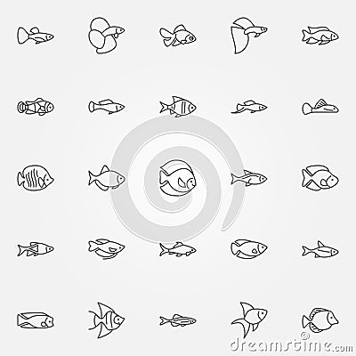 Aquarium fish icons Vector Illustration