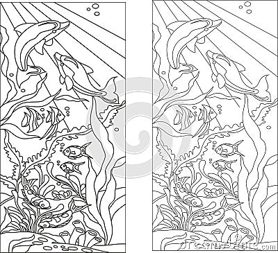 Aquarium Fish Vector Lines Art Vector Illustration