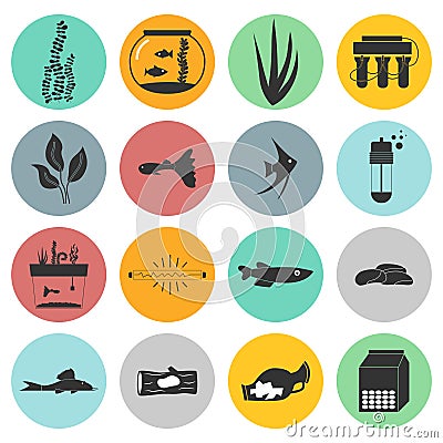 Aquarium Icons Vector Illustration