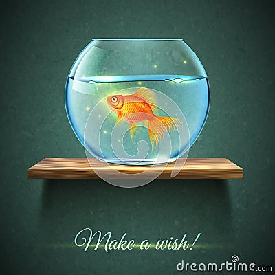 Aquarium On A Shelf Poster Vector Illustration