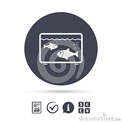 Aquarium sign icon. Fish in water symbol. Vector Illustration