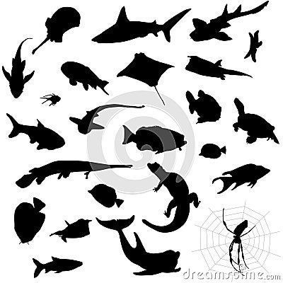 Aquarium silhouettes Vector Illustration
