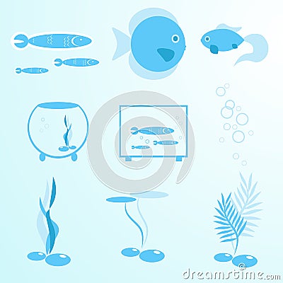 Aquarium vector aquarium tropical fish icons vector Vector Illustration