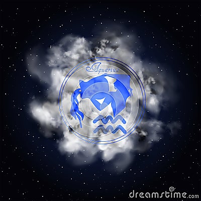 Aquarius Astrology constellation of the zodiac smoke Vector Illustration