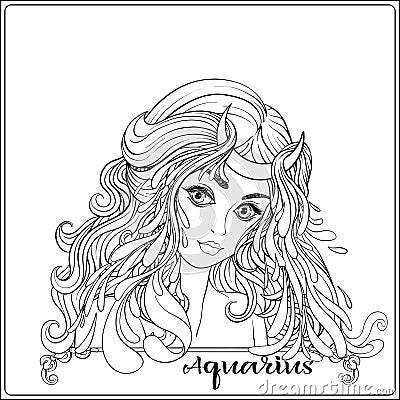 Aquarius. A young beautiful girl In the form of one of the signs Vector Illustration