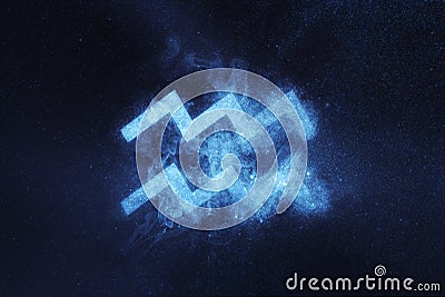 Aquarius Zodiac Sign. Abstract night sky background Stock Photo