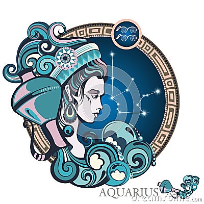 Aquarius. Zodiac sign Vector Illustration