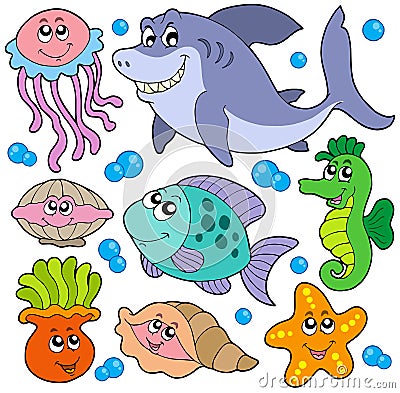 Aquatic animals collection Vector Illustration