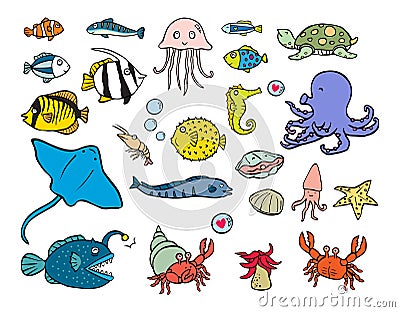 Aquatic animals Vector Illustration