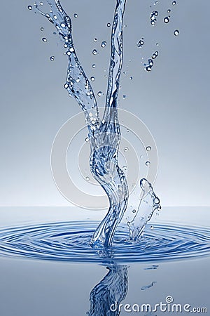 aqua ballet. graceful blue water splash and reflection Stock Photo
