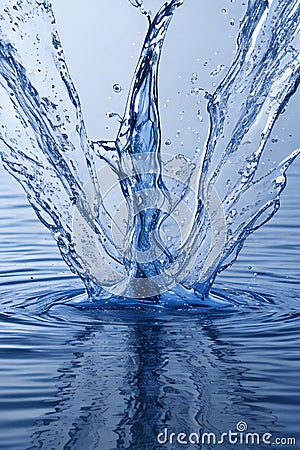 aqua ballet. graceful blue water splash and reflection Stock Photo