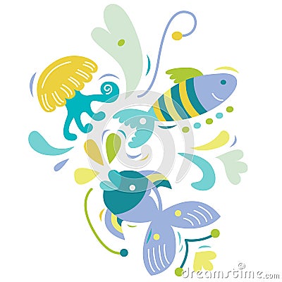 Aquatic Elements Vector Illustration