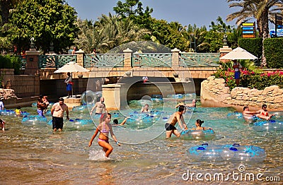 The Aquaventure waterpark of Atlantis the Palm hotel Editorial Stock Photo