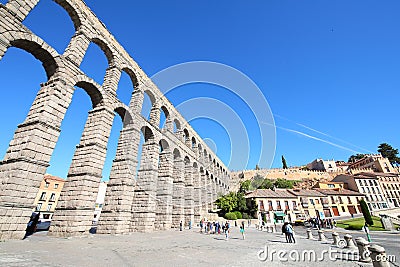 Aqueduct historical architecture Roman ruin Segovia Spain Editorial Stock Photo