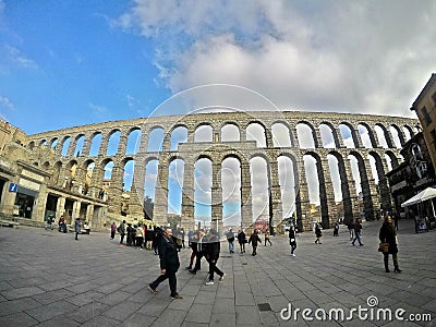 Aqueduct of Segovia. spain Editorial Stock Photo