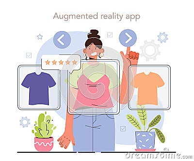 AR developer. Augmented reality software development. Computer-mediated Vector Illustration