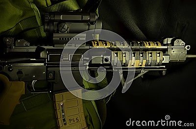 AR 15 with red dot sight Stock Photo