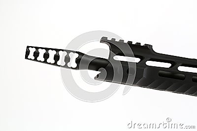 AR 15 rifle flash suppressor isolated on white Stock Photo