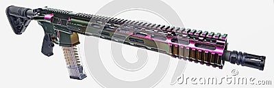 AR15 rifle painted with color changing paint Stock Photo