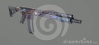 AR15 rifle painted with color changing coating with 3 colors visible Stock Photo