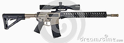 AR15 Rifle with scope and Ni Boron Stock Photo