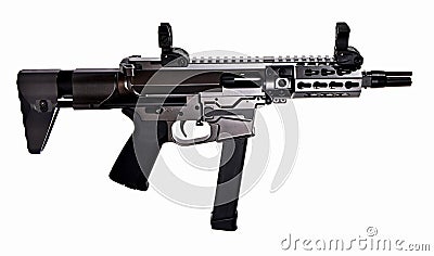 AR9 SBR with 33rd mag and collapsible stock and 5.5` barrel Stock Photo
