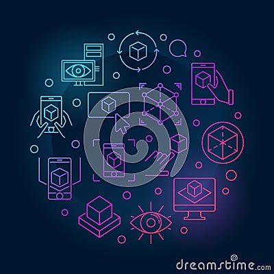 AR Technology vector round colored concept illustration Vector Illustration