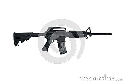 AR15 Assault Rifle Isolated on White Stock Photo