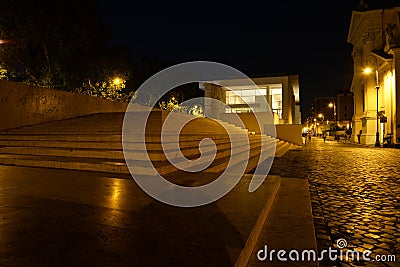 Ara Pacis museum in Rome, night view Editorial Stock Photo