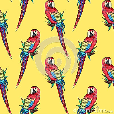 Ara parrot seamless pattern Vector Illustration