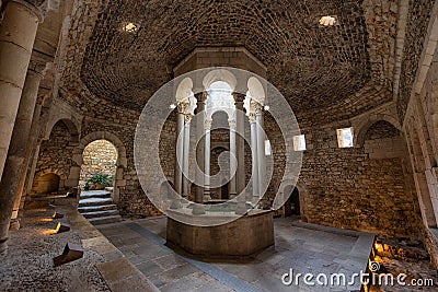 Arab Baths in Girona, Catalonia, Spain Stock Photo