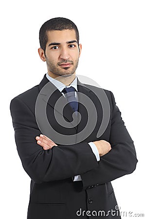 Arab business confident man posing with folded arms Stock Photo