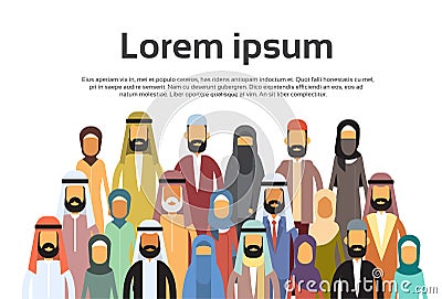 Arab Business People Group, Arabic Team Copy Space Vector Illustration