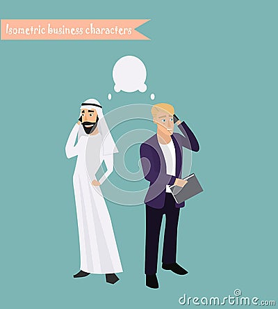 Arab Business People Meeting Vector Illustration